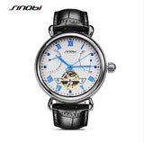 SINOBI Skeleton Watch Luxury Sapphire Crystal Men's Watch Mechanical Wrist watches Men Watch Clock saat montre relogio masculino