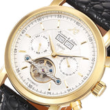 KS GRAND Series Automatic Mechanical Rose Gold Case Date Steel Case Men Leather Wrist Watches +Luxury Wood Box /KS368