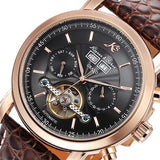 KS GRAND Series Automatic Mechanical Rose Gold Case Date Steel Case Men Leather Wrist Watches +Luxury Wood Box /KS368