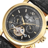 KS GRAND Series Automatic Mechanical Rose Gold Case Date Steel Case Men Leather Wrist Watches +Luxury Wood Box /KS368