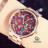 GUOU Ladies Watch Top Brand Luxury Diamond Watch Women Watches Rose Gold Women's Watches For Women Clock relogio feminino